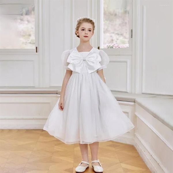 Kız Elbiseler Moda Yaz Summertime çiçek elbisesi Kısa Kollu 2023 Güzel Prenses Düğün Doğum Günü İlk Komünyon