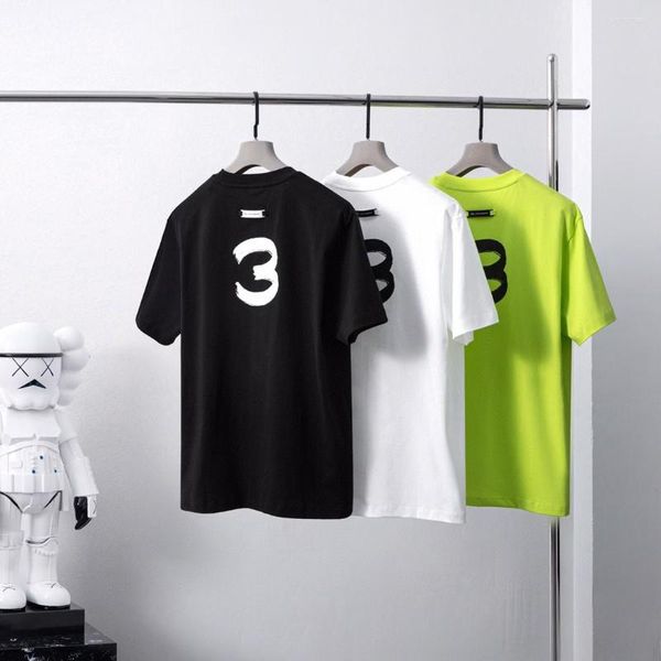 Camisetas masculinas 2023 y3 tshirts pintados com letra impressa no pescoço redondo de manga curta Men, casal causal