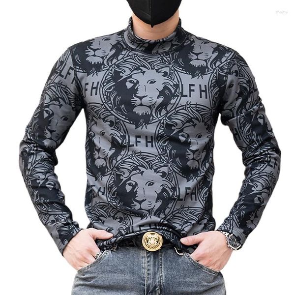 Camisolas masculinos 2023 Plugue de inverno espessado Camiseta quente Pullover de roupa de roupa quente Mock pescoço lã de lã