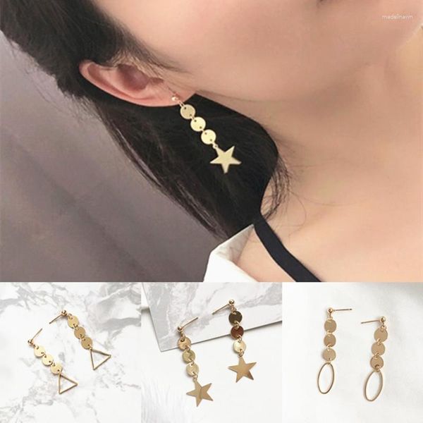 Bolzenohrringe Vintage Gold Color Star Triangle rund geometrische ovale lange Ohrring für Frauen Brincos Party Schmuck Geschenk