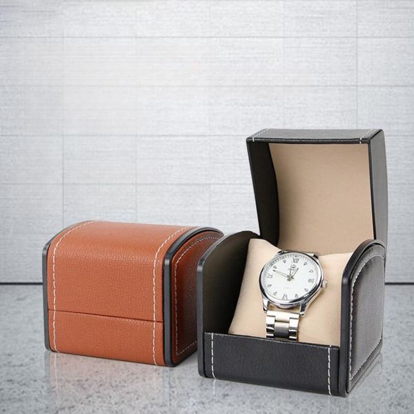 Schmuckbeutel Advanced Watch Gift Box Schwarz Matte PU Ledermaterial gebogene Speicherverpackung Display