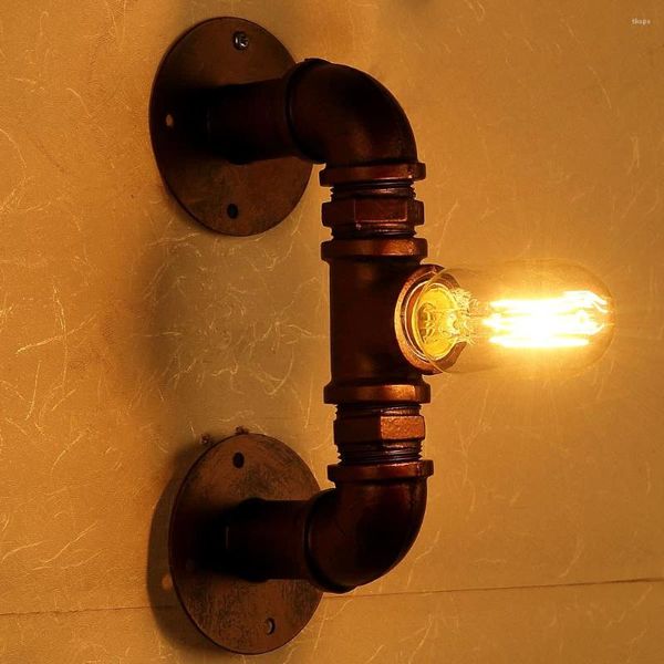 Wandlampe Retro Vintage Persönlichkeit Bronze Metall Wasserrohrhalterhalter Leichtbasis für E27 Lampen -Raumstangendekoration