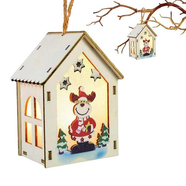 Decorações de Natal Santa Snowman Elk Led Led Tree House Style Fairy Light pending pendente ano de casamento