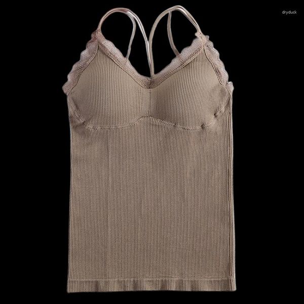 Carri armati camisole top in pizzo da donna senza soluzione di continuità femminile di comfort morbido bianche