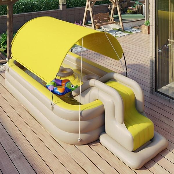 Piscinas de piscina de verão de água de água de areia grande piscina inflável para família com brinquedos de slides jogos ao ar livre bebê 230818