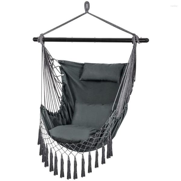 Cadeira de mobília de acampamento com almofadas de travesseiro de suspensão até 150 kg de rede para a sala de estar pátio da varanda do jardim do quarto