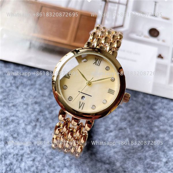 Fashion Brand Watches Women Girl Diamond mit Luxus -Logo -Stil Stahl Metall Handgelenk Uhr O77