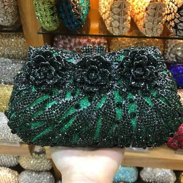 Akşam çantaları xiyuan kristal çiçek içi boş out bayan elmas çantası ışıltılı rhinestone ziyafet cüzdan kadınlar debriyaj tuvalet kasa pochette