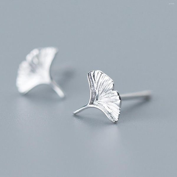 Bolzenohrringe 925 Sterling Silber Ginkgo Biloba Blattform Tropfen für Frauen Pflanze Dangle Schlaf nicht Notwendigkeit, Schmuck aufzunehmen