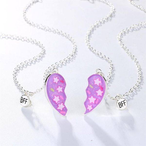 Colares pendentes Colar de ímã de coração requintado para mulheres meninas de moda coreana BFF BFF Friends Gifts Gifts Gifts Gifts