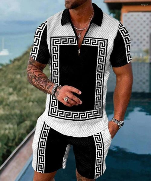 SURTES MENINOS MENS Mens Polo Sirts com manga Classificação 3D Trend Luxo olf tirt sirt preto fasion blusa calça rastrear 2 peças conjuntos de peças