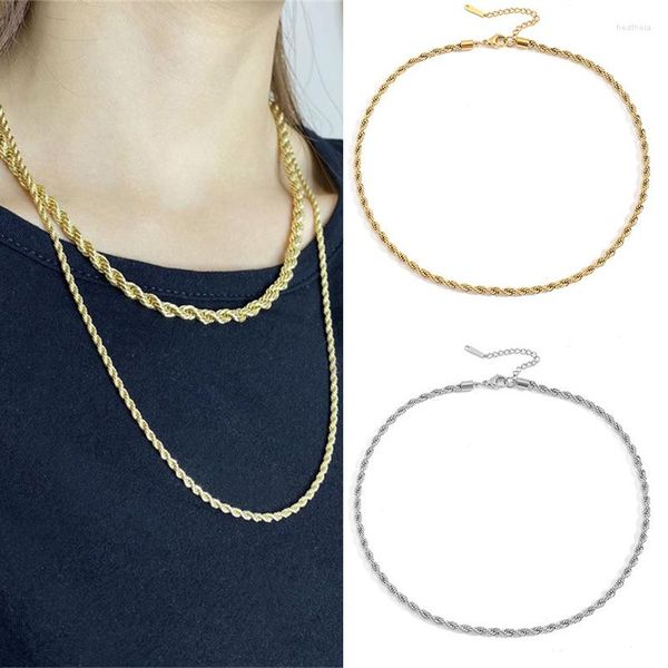 Ketten Mode Seilkette Halskette Edelstahl niemals verblassen wasserdichte Choker Männer Frauen Schmuck Gold Silber Farbe Einfacher Trend Geschenk