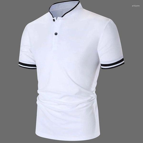 Herren Polos Sommer Casual Kurzärmelte Polo-Hemd Office Mode Stand Collar T-Shirt Atmungsfreie Kleidung