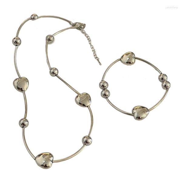 Correntes colares simples de contas/pulseira de pulseira colar de colarinho de gola do coração/pulseira jóias de festa da gargantilha para mulheres para mulheres