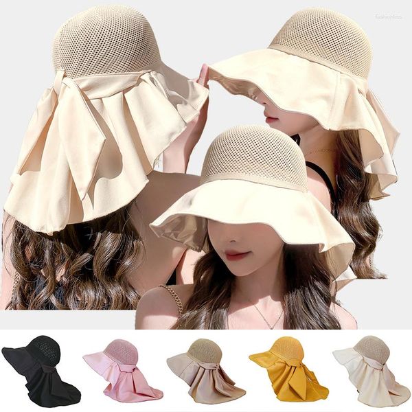 Berets Women Summer Wide Brim Sun Sats для девочек ультрафиолетовая защита шеи крышка крышки крышка для крышки для кемпинга