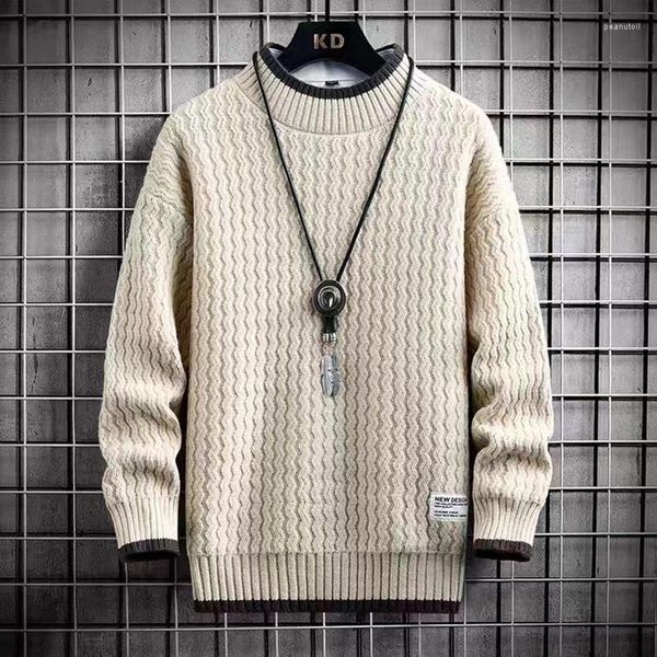 Мужские свитера осенний зимний свитер для мужчин повседневные вязаные полосатые полосатые полоса