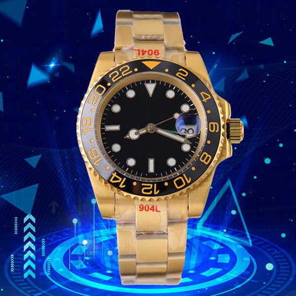 Diamond Watch 40mm Seramik Çerçeve Tam Paslanmaz Çelik Otomatik Mekanik Movment Yeşil Reloj De Lujo Sapphire 5atm Su Geçirmez İzle Kol saati Satış