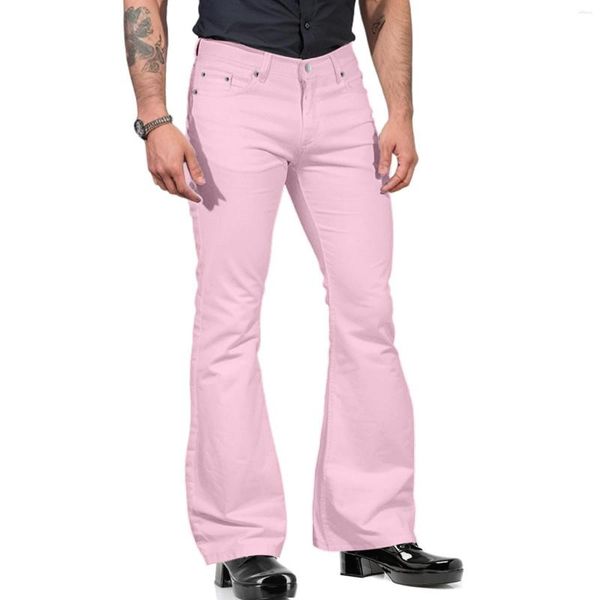 Calça masculina moda masculino casual colorido de bolso de bolso de bolso de calça de calça de baixo rave Men Stretch