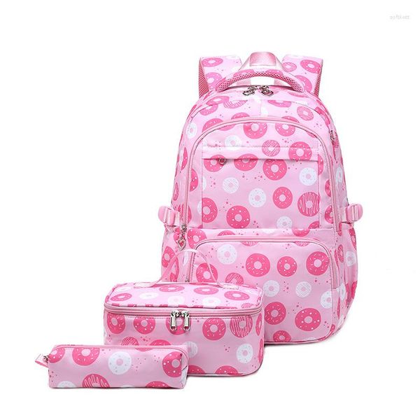Okul çantaları 3 adet/gençler için set sırt çantaları çocuklar kızlar çocuklarla kalem kılıfı öğle yemeği kutusu seti ortopedik gündüz paketi
