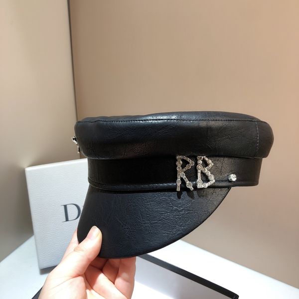 Berets RB Navy Hat Европейская и американская сеть красная дикая черная черная женская Sboy Sboy Spend Awomm Outdoor Travel Sunshade Кожа на 230821