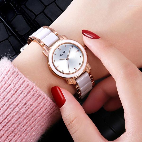 Начатые часы Kimio Quartz Women Watches Top Luxury Ladies Watch Mashion Women Clock Простые элегантные женские наручные часы 2023