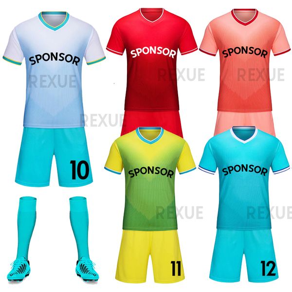 Outdoor T-Shirts Kinder Fußball Jersey Trainingsanzug Kind Fußball Sport Uniformen Mädchen Spielen Ball Erwachsene Training Uniform Anpassen Set Männer 230821