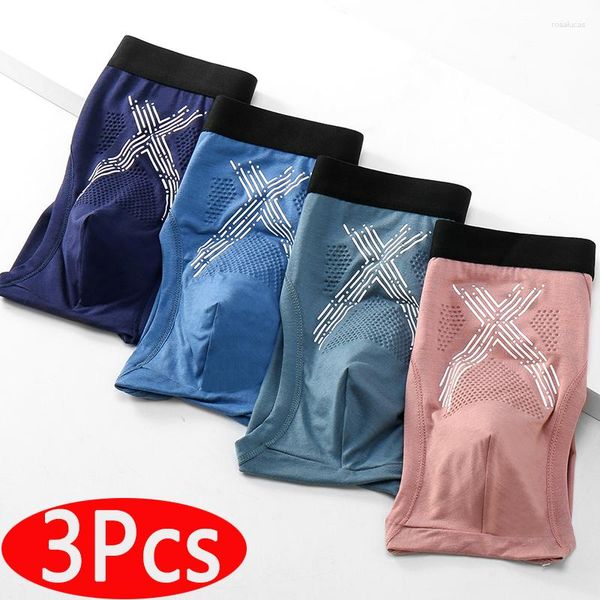 Underpants 3pcs Men Men Sexy Underwear U Bulge bolsa Briefs mensagens da cintura respirável elástico macio calcinha Cueca Hombre