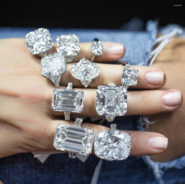 Кластерные кольца роскошные заявления обещание 925 Стерлинговое серебро смоделировать обручальный обручальный кольцо для женщин