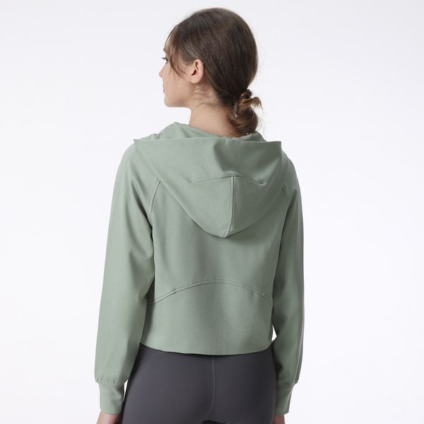 Giacca da yoga lu che corre in fitness cappotto di pozzo sport rapido elasticità traspirante abiti da palestra sciolti donne con cappuccio a zip di grandi dimensioni