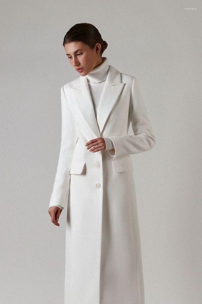 Женские костюмы сплошной цвет женский пиджак 1 ПК элегантный белый сингл -грудь бизнес -вечеринка Long Blazer Press Supplyize