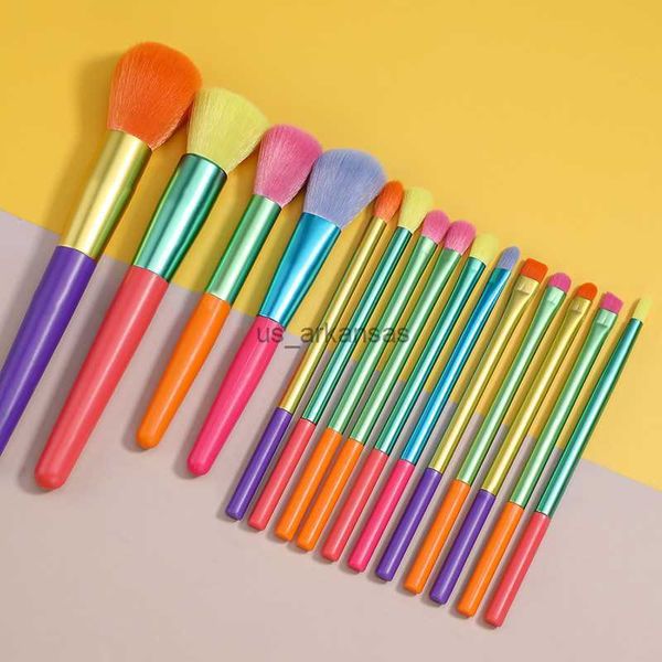 Make -up Pinsel 15pcs Make -up Pinsel Set farbenfrohe Pulver Fundament Fundament Lidschatten Make -up -Pinsel -Set Synthetic Hair Make -up Tool Brochas HKD230821