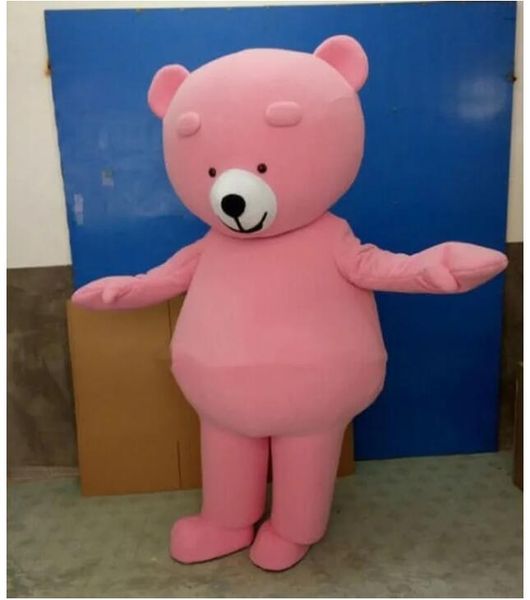 Pink Bear Maskottchen Kostümanzüge Partykleid Kleidung für Erwachsene Weihnachtsgeburtstagsfeier