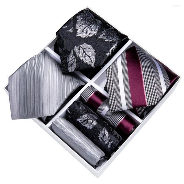 Bow Blecken 3 Pack Geschenkbox Herrenkrawatte für Männer 8cm Geschäft hochwertiger Seiden Krawatte Hanky ​​Manschettenknöpfe Clip Hochzeit Dibuant