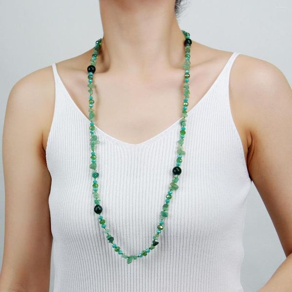 Ketten fortgeschrittene explosive handgefertigte Kristallkies lange Perlen Halskette Schmuck mit strapazierbarer ethnischer Pulloverkette