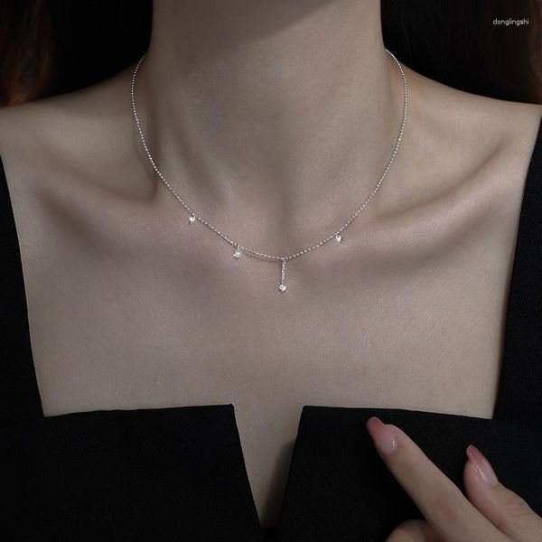 Correntes S925 Sterling Silver Beauty Tear Drop colar Para mulheres Menores de alta qualidade Sense Ins Inses Tassel Collar Chain