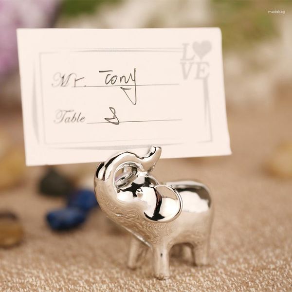 Decorazione per feste 50 pezzi Silver Baby Elephant Place Card Taste Numero PO Stampa Clip per decorazioni per matrimoni