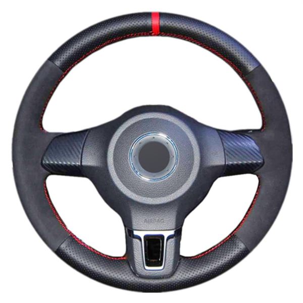 Coperchio volante per auto in pelle scamosciata nera per Volkswagen Golf 6 Mk6 VW Polo Sagitar Bora Santana Jetta MK5238N