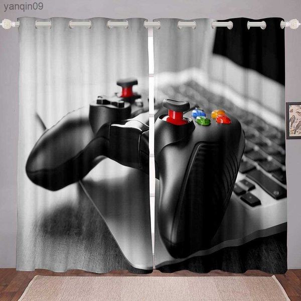 Tende da gioco tende per ragazzi camera da letto per bambini decorazioni per la camera tende adolescenti di videogiochi nera e rosso controller game cottinas hkd230821