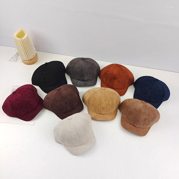 Caps de bola 2023 Brand short Brim Winter Baseball Cap for Men Suede Color Sólida Hip Hop Japão coreano Women Hat Hat Casquette