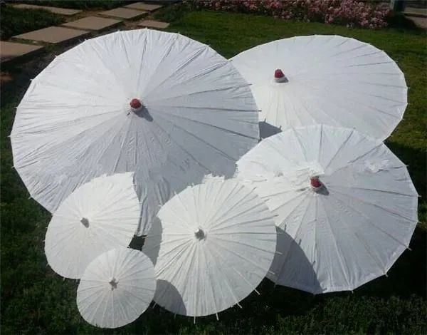 Fans Parasole Großhandel White Paper Regenschirme Braut Hochzeit Parasole chinesische Stil Mini Handwerk Dach DIY Painting zz