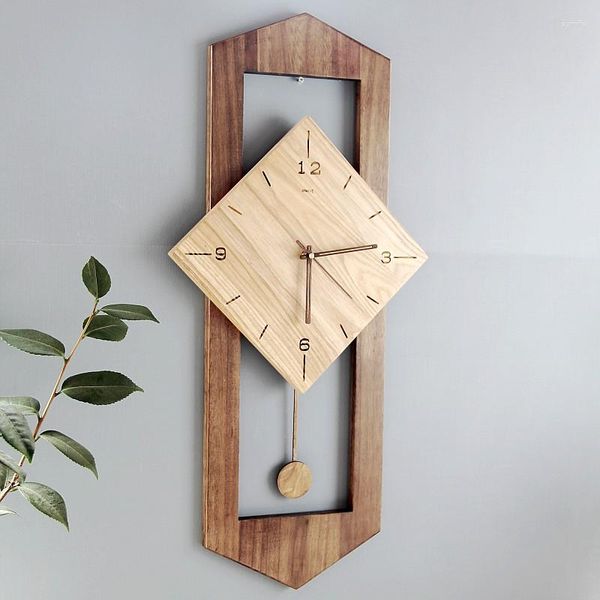 Orologi da parete moderno soggiorno semplice soggiorno orologio in legno solido camera da letto della casa silenziosa silenziosa pendolo creativo