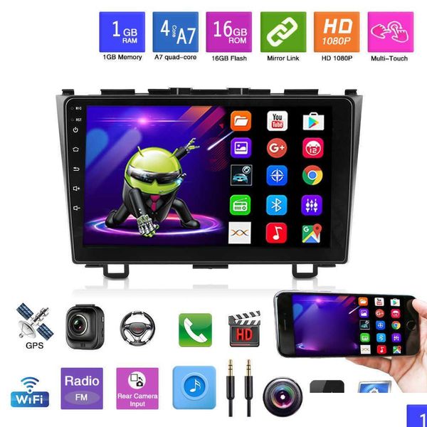 Auto audio 9 pollici 2 DIN Android 10.1 1 GB RAM WiFi BT Radio Mimedia Player per Honda CRV CR-V 2006-2011 2DIN O DROPPA DI DROP DVD Mobi DHJFC