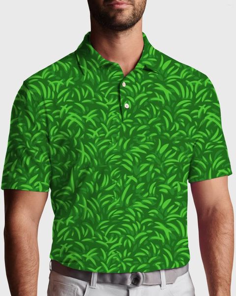 Erkek Polos Yeşil Polo T-Shirts Sanat Baskı Trend Girdi Yaz Kısa Kollu Özel Giyim