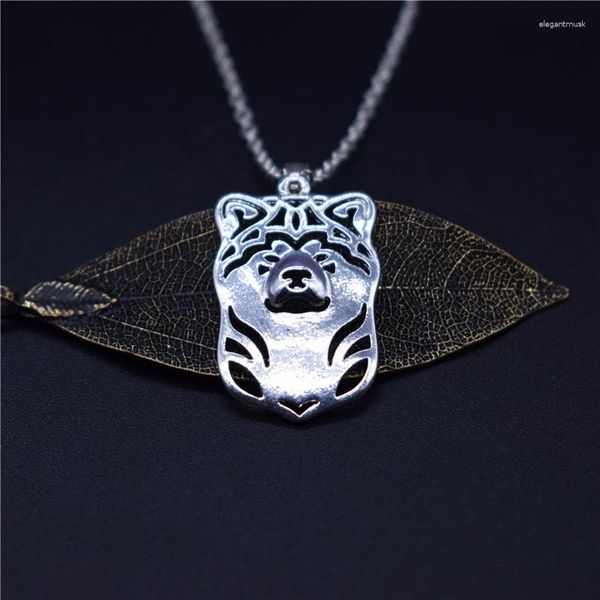 Anhänger Halsketten Elfen Großhandel Trendy Japaner Akita Gold Farbe Silber Hundschmuck Frauen Männer Männer