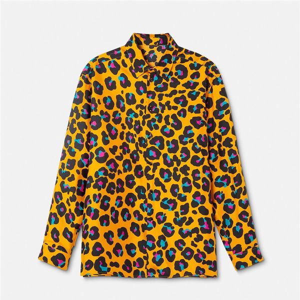 Рубашка для рубашки Daisy Leopard Mens Designer Рубашки бренда одежда мужская рубашка с длинным рукава