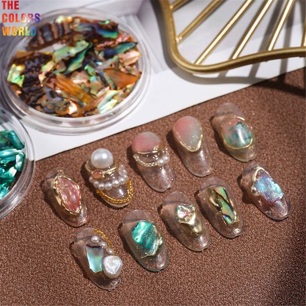 Decorazioni per le nail art TCST-050 unghie irregolari ABALONE Frammenti di guscio consistenza naturale guscio di mare 3d glitter unghie arte decorazione arte paillettes polvere bellezza 230821