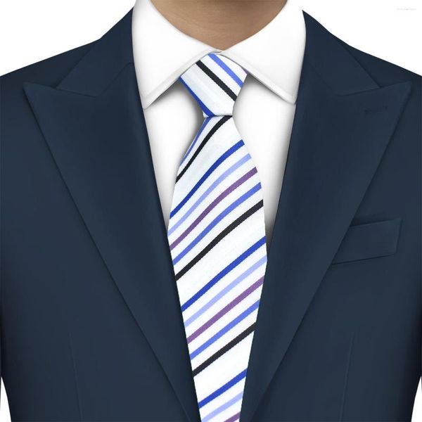 Bow Binds Lyl 8cm Blue Stripe Luxus Seidenmänner Binden exklusiver Jacquard Elegant Hals Hochzeitszubehör Geschenke Krawatte für Gentleman