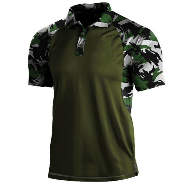 Herren Polos Camouflage Polo Tee Shirt Fashion Casual Comfort Weicher loser Outdoor -Sport -Revers -Farbdruck männlicher Kleidung 230821