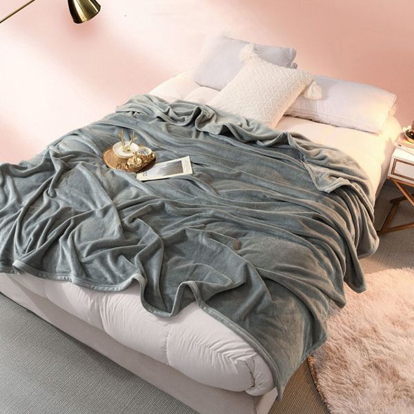 Decken Einfache Flanellfleece Herbst warme Decke für Bett Weiche leichte Wärme Single Doppeldecke Haut-freundliche Schlafdecke 230818