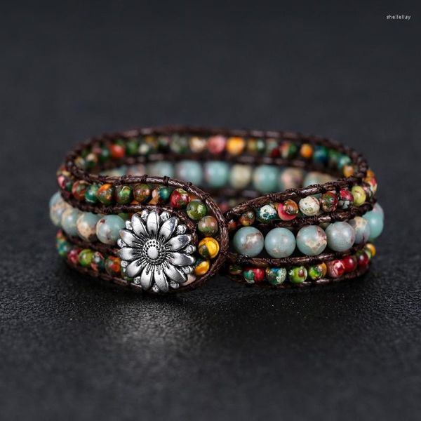 Strand 2023 Arrivo in pietra naturale Bracciale Boho Bracciale rotonde Imperatore Friendshi